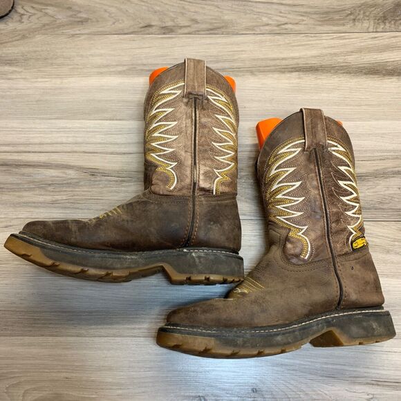 Old Corral Men US 7 Mexico 25 1/2 Brown Week Square Leather Boots Western Cowboy - Picture 3 of 15